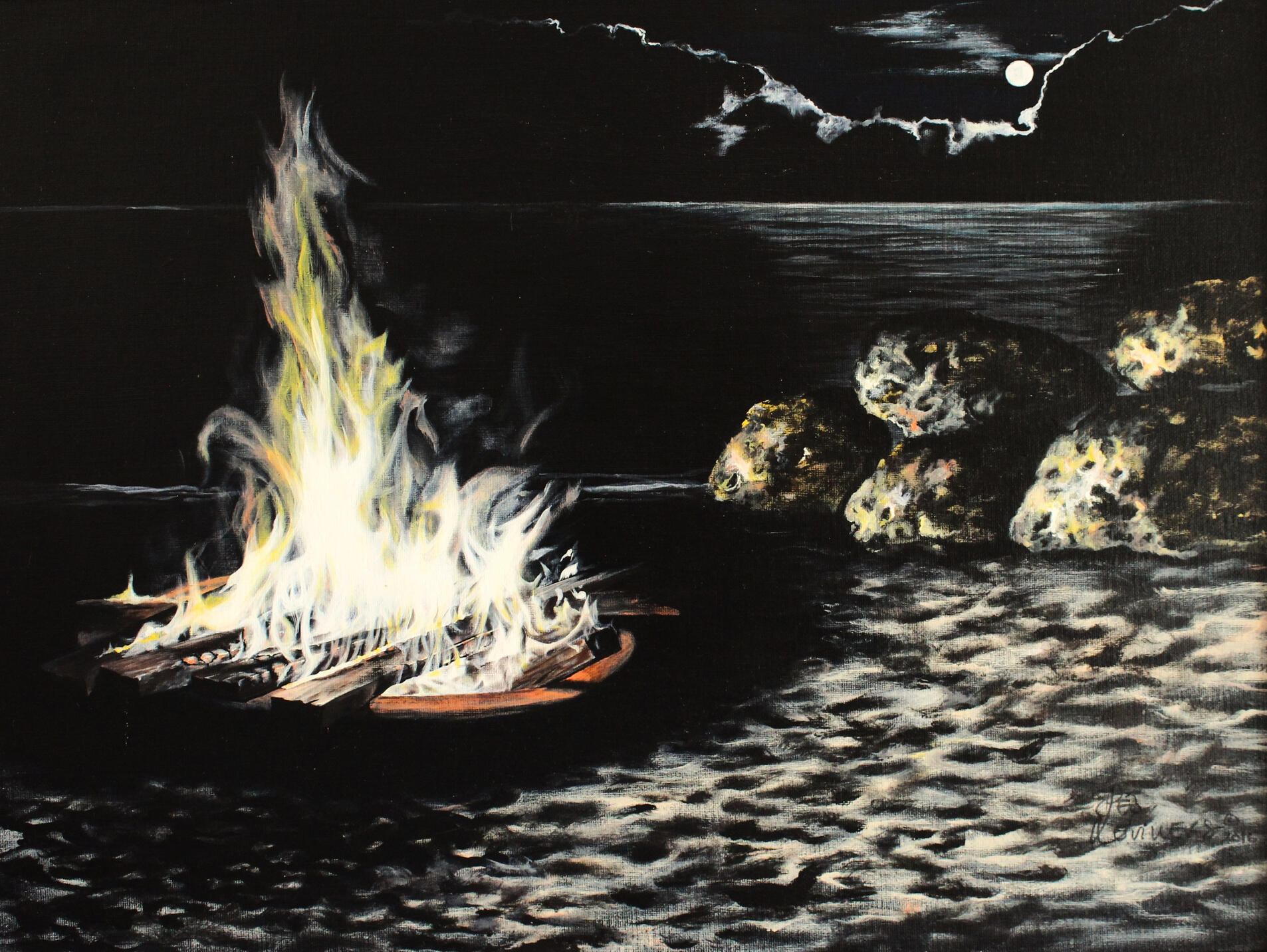 &quot;Party On The Beach&quot;, 18&quot; x 24&quot;. Acrylic on canvas. $1300