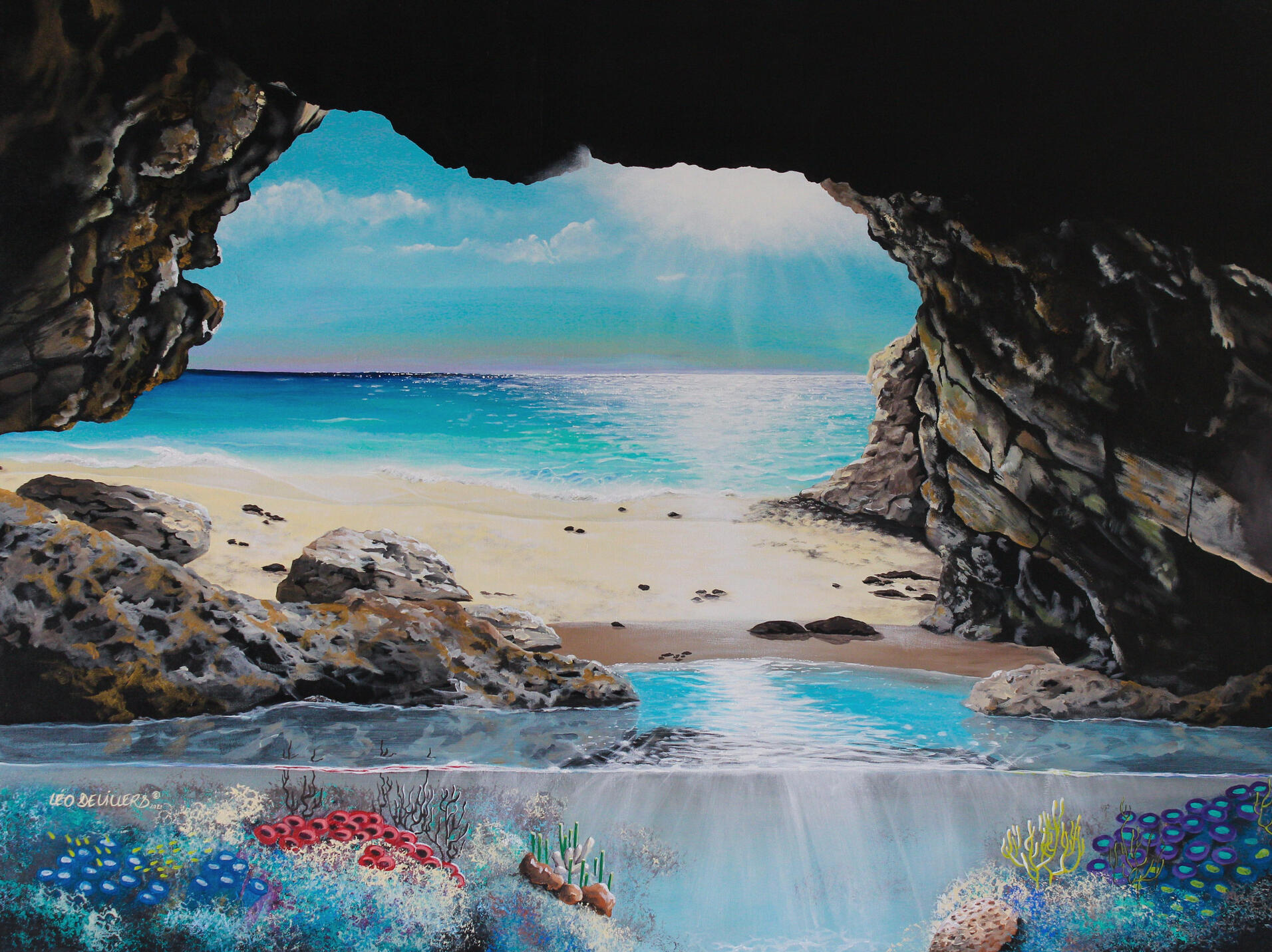 &quot;The Caves&quot;, 35.5&quot; x 47&quot;, Acrylic on canvas. $2500