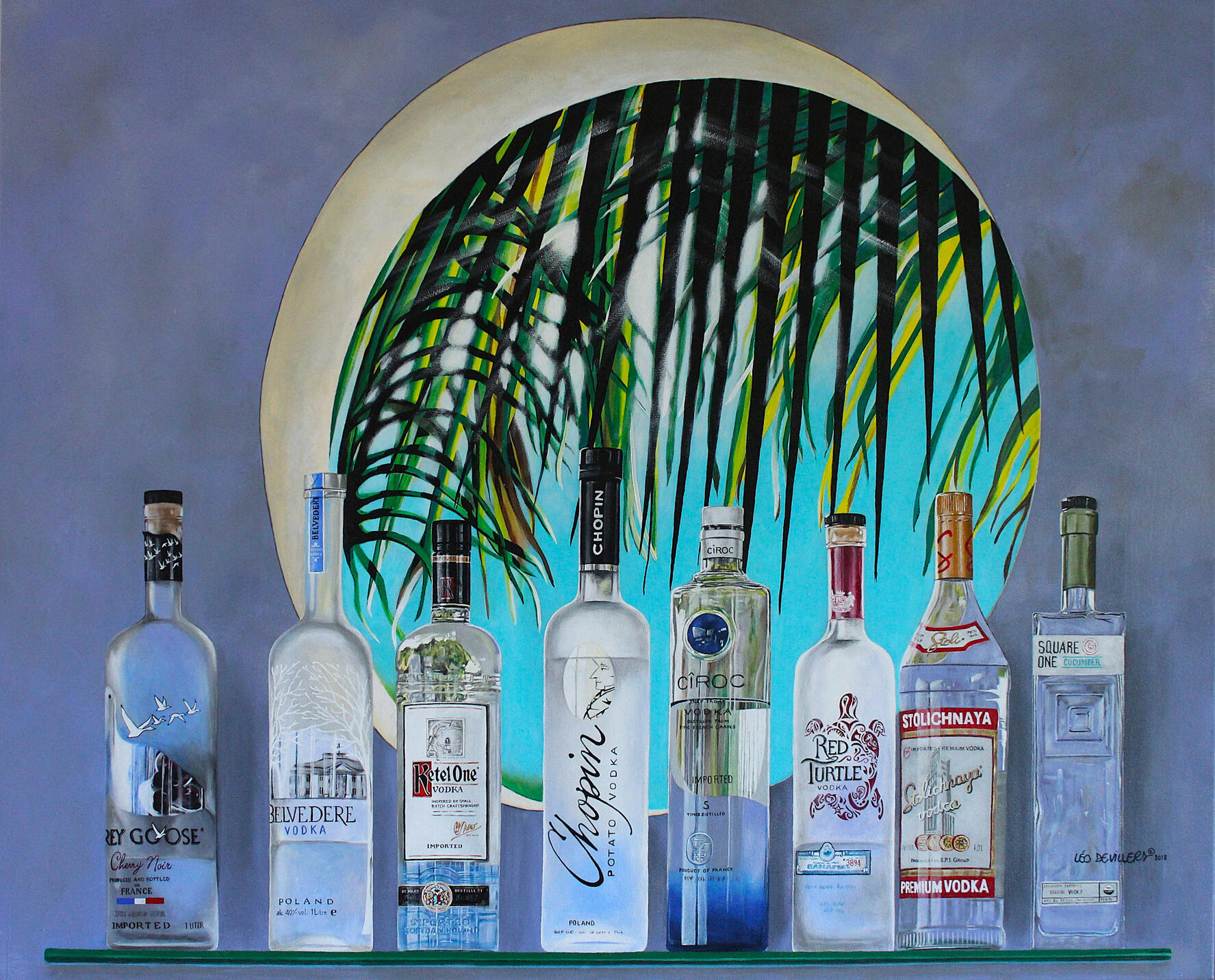 &quot;Happy Hour&quot;, 35&quot; x 43&quot;. Acrylic on canvas. $3600
